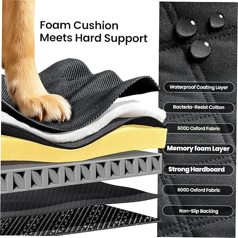 2.0 Hard Bottom Back Seat Cover for Large Dogs, L, Black