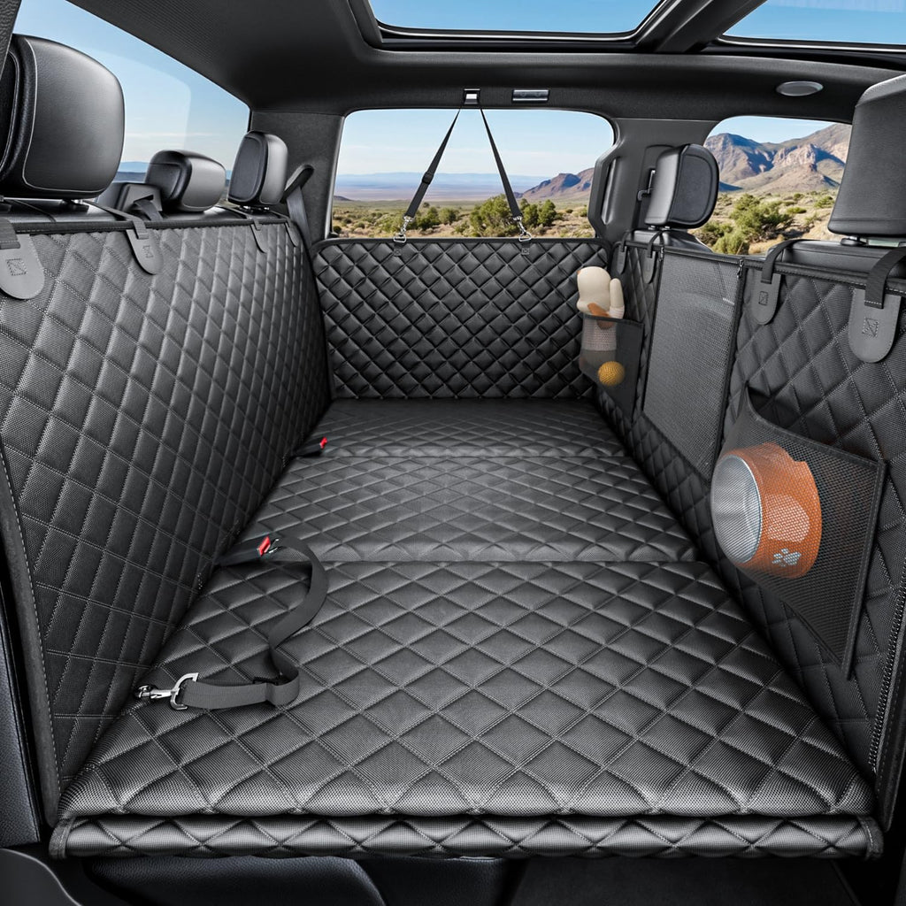 2.0 Hard Bottom Back Seat Cover for Large Dogs, L, Black