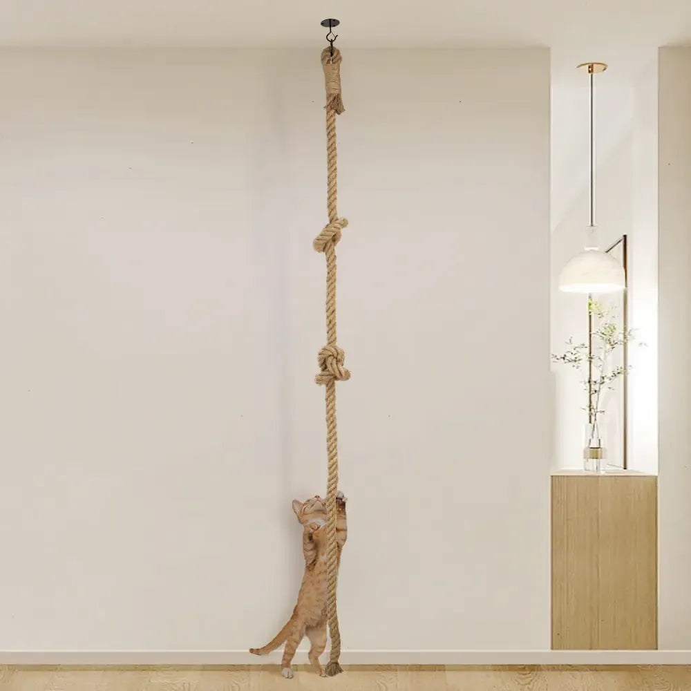 Wall-Mounted 4-6ft Sisal Cat Climbing Rope, Space Saving Wall Cat Scratching Post