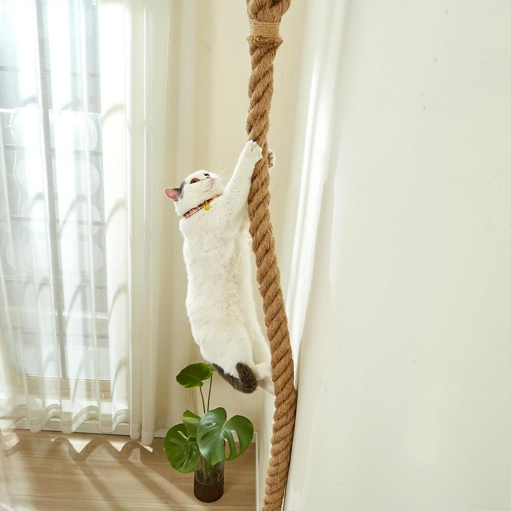 Wall-Mounted 4-6ft Sisal Cat Climbing Rope, Space Saving Wall Cat Scratching Post