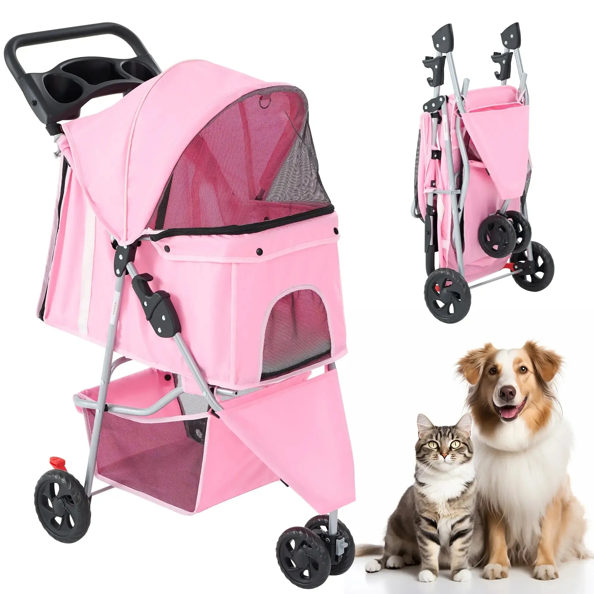 Foldable Pet Stroller for Small Medium Dogs & Cats